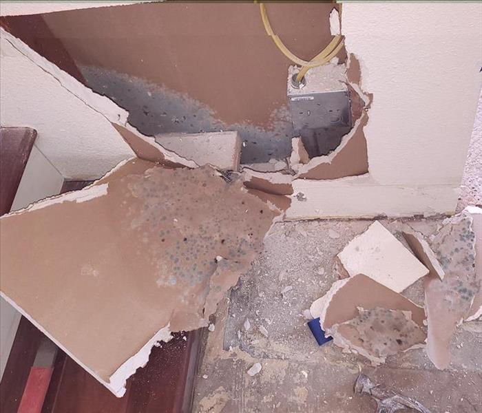 Water damage inside the wall cavity